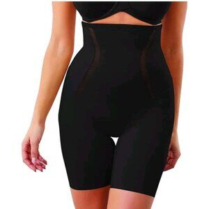 MAIDENFORM Womens L Black Firm Control Hi Waist Tummy Thigh Slimmer DM5001 NWT